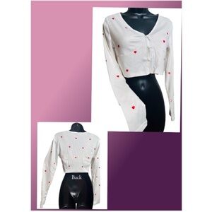 White Heart Print Crop Top
